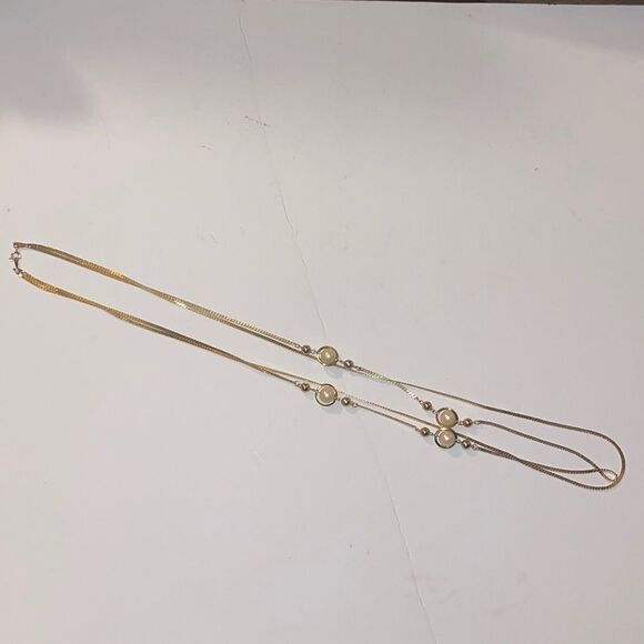 Necklaces double chain with faux pearls - Picture 1 of 9